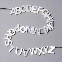 26PCS Capital Letter White Natural Mother Of Pearl Shell Beads Charm Pendant For Women Diy Necklace Jewelry Making Accessories7851206