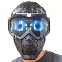 원래 사이버 펑크 매직 앱 블루투스 RGB LED 전술 두개골 마스크 슈팅 사냥 페인트 볼 마스크 오토바이 남자 전체 얼굴 하이킹 군사 파티 마스크