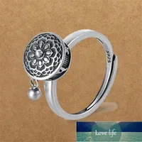 Cor de prata tibetano oração roda anel Buddhist anel para mulheres senhora girando om maniste anel mudança boa sorte ajustável