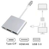 Type C Hub USB C Docking Station de type C à HD USB3.0 USB-C Adaptateur de chargeur pour téléphone portable 3 en 1 de haute qualité