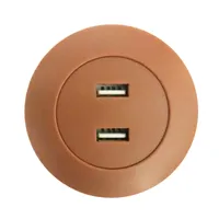 Accessoires de meubles RAL 8004 Cuivre Brown Color rond Dual USB2.0 Chargeur Prise de chargeur pour canapé-lit Cabinet Tableau de nuit Téléphone mobile Montre intelligent