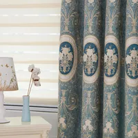 Занавес Drapes Custom Light Luxury Blue Double-Silky Silky High-Precision Chenille Chenly Tablout Valance Tulle панель C251
