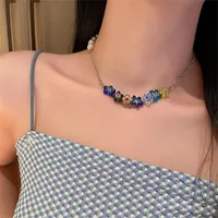 Hängsmycke Necklaces Design Star Daisy Necklace för Kvinnor Bead Chain Choker Färgade Glaze Party Smycken Tillbehör Present