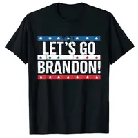 Lets Go Brandon US Flag Colors Vintage Koszulka Mężczyźni Odzież Graficzny Trójniki CO25