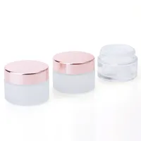 Huidverzorging Frosted Clear Glass Jars Cosmetische Gezicht Cream Containers met Rose Gold Lid 5G 10G 15G 30G 50G 100G