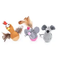Cat Toys Cartoon Plush Tumbler Toy Funny Animals Pet For Kitten Puppy Feather Interactive Teaser