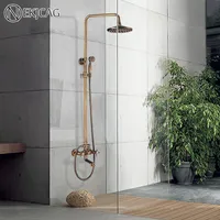 棚冷水ミキサータップレインフォールヘッドセットが付いているネキサグ真鍮の素材アンティークの浴室のシャワーの蛇口セットデュアルハンドル
