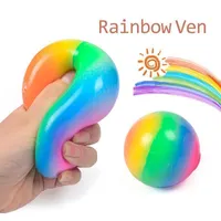 Party Favorit Jelly Squishy Rainbow Decompression Leksaker Squeezy Ball Squish Squeeze Gummi Stressball Angst Stress Relief Autism Fidget för arbetare