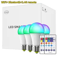 Lampor WiFi + Bluetooth + 2.4g Remote Smart LED-lampa AC 220V 110V 9-10W Färgförändringslampa Siri Voice Control Alexa Google