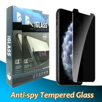 Sekretess Anti-Spy Tempered Glass Skärmskydd för iPhone 12 11 Pro Max XR XS X 6 7 8 Plus med 10 i 1 Retail Package