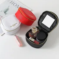 Storage Bags 1Pc Vintage Women Lipstick Bag Zipper Mini Cosmetic Travel Beauty Makeup Case Organizer With Mirror