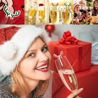 Decorações de Natal 2022 10pcs/Card Card Papai Noel Hat Wine Glass Decor Merry Ornament for Year Party