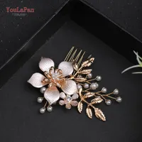 Hair Clips & Barrettes YouLaPan HP359 Alloy Flower Comb Pearl Bridal Headwear For Wedding Forks Gold Headdress Girls Accessories