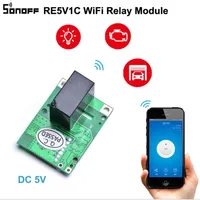 SONOFF RE5V1C 5V WiFi Chwilary Inching Przekaźnik Self-Lock Smart Switch Module współpracuje z Amazon Alexa, Google Assistant, IFTTT