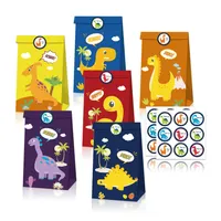 Artigianato Jungle Decorazione del partito Animale Dinosauro Series Contenitore di regalo Kraft Paper Candy Regts Bags Safari Birthday Decor Baby Shower