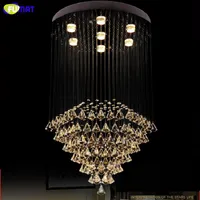 Потолочные светильники Fumat Crystal K9 лампа пирамида алмаза форма светодиодная плита из нержавеющей стали современный стиль подвесная лампа люстра
