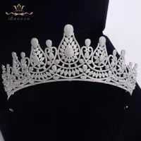 Hårklipp Barrettes Toppkvalitet Brudar Stunning European Zircon Tiaras Crowns Crystal Hairbands Bröllop Tillbehör
