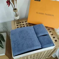 Bath Towel 3 pieces set classic letter Printed Bathroom supplies kerchief hand face Home Hotel cotton Towels Gift Sets