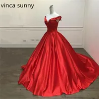 Elegant Simple Red Prom Dresses V Neck Ball Gowns Cap Sleeve Satin vestidos de formatura Backless Reflective Dress 211101