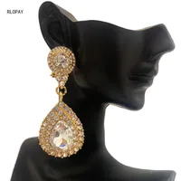 Dangle & Chandelier RLOPAY Big Rhinestone Earrings In Gold Ethnic Arabic Bride Jewelry Luxury Drop Wholesale