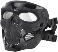 Máscara tática protetora face completa clara máscara de caveira máscara dupla moda dual desgastar cinta ajustável um tamanho se encaixa tudo