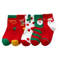 Christmas Decorations 5 Pairs Lovely Child Socks Funny Children Mid-tube