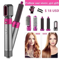 Hot Air Curler Wrap 5 In 1 Electric Blow Comb Styling Tools Curling Straightener Hair Dryer Brush