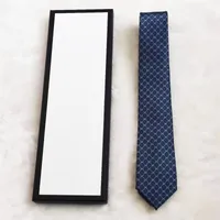Designer Mens Corbatas 8.0cm marca de seda corbata corbata a cuadros a ras de rayas para hombres negocio formal boda fiesta gravatas con caja