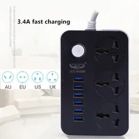 EU Plug Power Strip 3.4A Fast Charging 6 USB Extension Socket Switch Universal Outlets 3 Adapter Network filter for Phones 211007