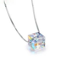 Collar de diamantes de imitación colgante cuadrado para mujeres regalo femenino adornado con cristales de swarovski joyería de moda -20908