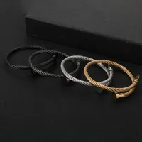 Hip-Hop Trend Trend Nail Wire Bracelet Semplice personalità Acciaio inox Uomini e donne Texture Metal Texture Bracciale gioielli regalo all'ingrosso Q0720