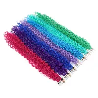 Perucas sintéticas 24 polegadas Kinky Curly Colored Destaque cabelo 5 peças / conjunto clipe em uma peça arco-íris listras azuis