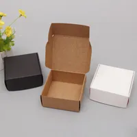 Mini Kraft Kağıt Kutusu Küçük Kahverengi Karton El Yapımı Sabun Kutuları Beyaz Craf Hediye Ambalaj Siyah Takı Ambalaj