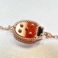 New Designers Seven Star Ladybug Bracelet female Sterling Silver Plated 18k rose gold Fanjia hand decoration single flower Fritillaria red chalcedony