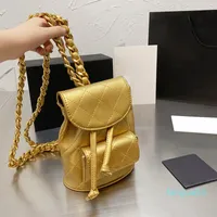 Lambskin mochila sacos mini flap minúsculo cinta de ombro grossa cadeia ocasional selvagem cosméticos multi cocette preto / ouro designer famoso luxu