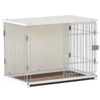 US Stock 34 Length Elegant Wooden Structure White Dog Cage Crate, End Table with movable salver, Decorative House Indoor Use, Furniture style wide Home a36