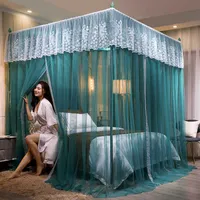 ラグジュアリープリンセスカーテン3サイドオープンポストカーテンキャノピーネット蚊帳寝具なしブラケットホームサプライ