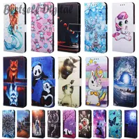 Fashion Leather Case For Xiaomi Redmi Note 8 Note8 Back Fundas Wallet Card Holder Stand Book Cover Panda Unicorn Cat Dog Painted Coque