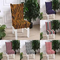 Cubiertas de silla cubiertas impresas a rayas Multicolor Elástico Spandex Protección de muebles Restaurante de boda