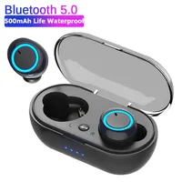 Y50 Kulaklık TWS Kablosuz Bluetooth 5.0 Kulaklık Dokunmatik Kontrol 9D Stereo Kulaklık Mic ile Spor Kulaklık Su Geçirmez Kulakiçi LED Ekran