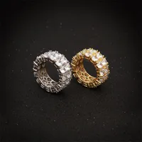Mens Zeimax anéis de ouro jóias Nova moda ouro prata anel simulação diamante gelado tocar o tamanho da mistura 1617 T2