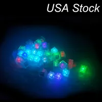 Ночные огни светодиодные кубики льда бар Flash Auto Shanging Crystal Cube, активированный водой света 7 цвет для романтической вечеринки свадьба Xmas подарок USALight