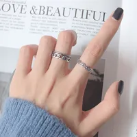 Pure Silver Chain Ring Female Fashion Personality Indifference Fengwang Red Hip Hop Sunflower Index Finger Single