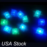 Gift Romantic LED Ice lights Cubes Fast Slow Flash 7 Color Auto Changing Crystal Cube Party Wedding Water USA STOCK