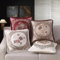 Luxury European Floral Cushion Cover Brodered Throw Covers For Sofa Chair Car Dekorativ kudde 48x48cm Kudde/Dekorativ