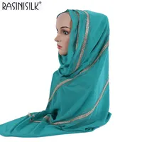 エスニック服18ピースイスラム教徒のロングスカーフ70 * 170cmパールシフォンファッションアラブビーズイスラムヘッドスカーフ卸売