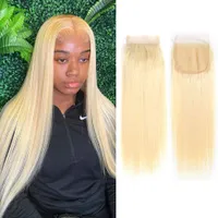 5pcs/lot Real HD Transparent 5X5 Laces Closure Brazilian Human Hair Swiss Invisiable Lace 613 Blonde hairs 150% Density Small Knots Wholesale