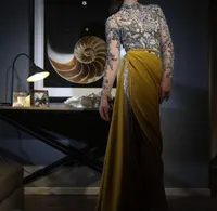 Akşam elbisesi yousef aljasmi myriam ücretleri zuhair murad yüksek boyunlu nakış şifon bölünmüş kristal Kim Kardashian Kendal Jenner Kylie Jenner