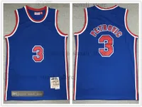 1992-93 Drazen Petrovic Basketball Jersey 3 Vintage Blue Mesh Stitched Embroidery Men Sportshirts