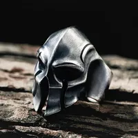 Cluster Rings Vintage Sparta Helmet Ring For Men Fashion Stainless Steel Warrior Skull Biker Male Punk Gothic Jewelry Drop Store